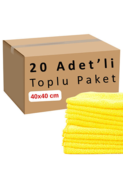 CAQA HOME Pachet de 20 cârpe galbene din microfibră de 40x40 cm pentru bucătă...