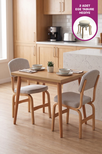 VİLİNZE Vilinze Ege Sandalye Avanos Ahşap MDF Mutfak Masası Takımı - 60x90 cm