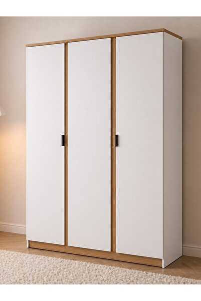 Noiss Home Decor Asel 3 Kapaklı Elbise Dolabı Modern Gardırop Kıyafet Dolabı