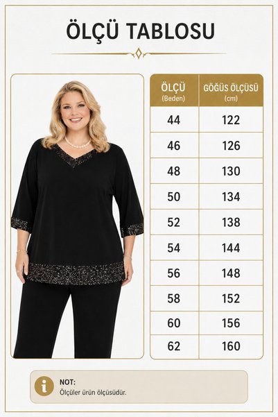 angelino butik Büyük Beden V Yaka Payet Detaylı Uzun Abiye Tunik – Şık Davet ve Özel Gün Tuniği (40-62 Beden) ND403