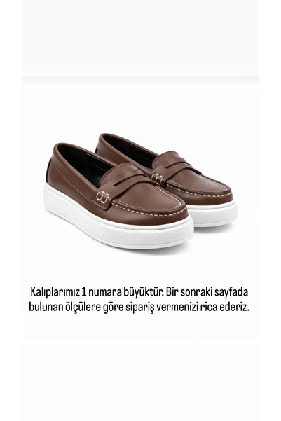 BeSteps Kahverengi Loafer Hakiki Deri Termo Kaymaz Taban El Yapımı Erkek Çocu...