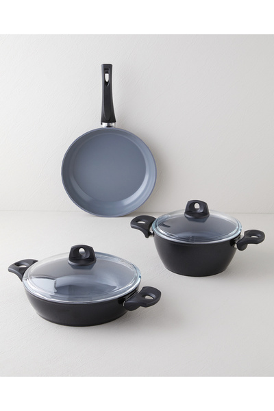 English Home Marcel CeraWell 5 Parça Tencere Seti 22 – 26 – 26 cm Siyah