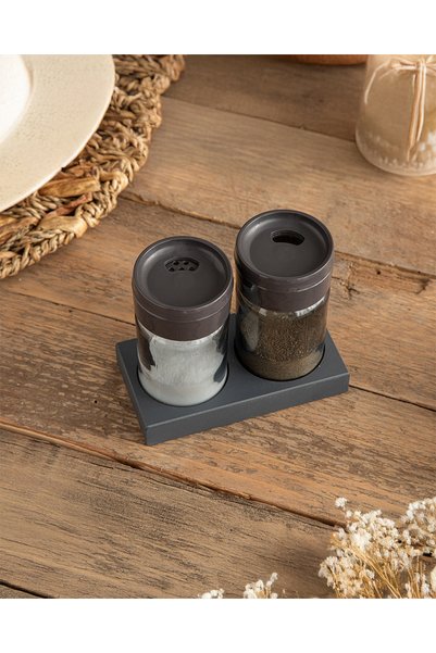 English Home Greta Cam 2-Piece Salt and Pepper Shakers Anthracite