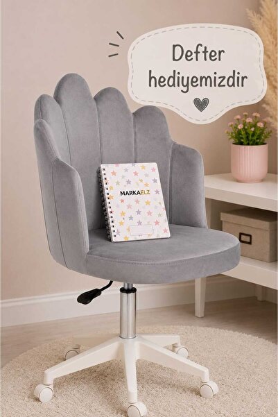 MARKAELZ Işıltı Beyaz Ayaklı Çalışma Sandalyesi