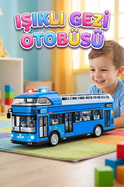 Tıfıl Toys Sesli Işıklı Sürtmeli Büyük Boy Eğitici Oyuncak Araba Gezi Otobüsü