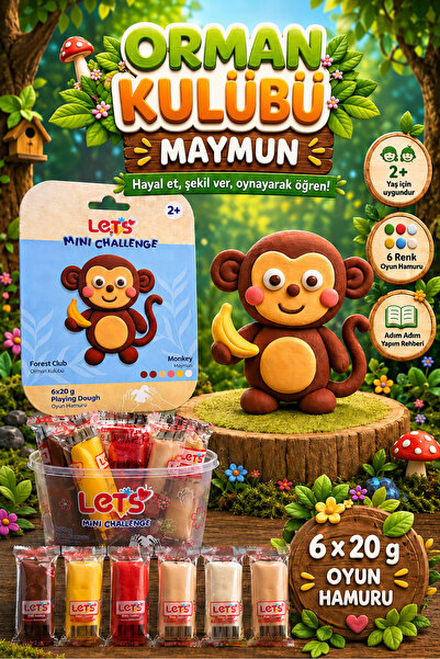 Lets Mini Challenge 5 Renk Orman Kulübü Maymun Oyun Hamuru 120g