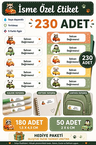 Göktuğ Hediyelik Kişiye Özel Okul Etiketi Kalem Defter Etiketi Özel Isim Yazı...