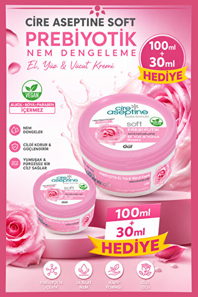 CIRE ASEPTINE Soft Prebiyotik Gül Krem 100 ml + 30 ml