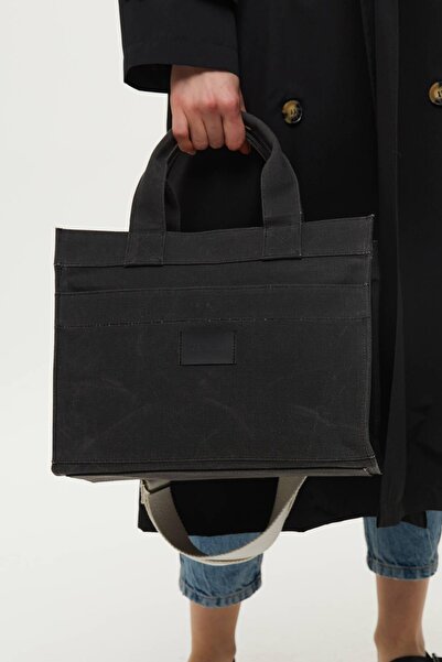 Manuka WASCHEFFEKTEFFEKT-MEDIUM-LEINWANDTASCHE SCHWARZ