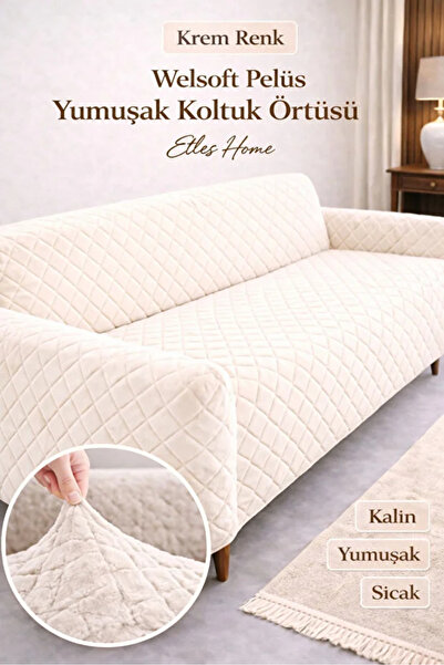 elyar Plush Elastic Sofa Cover 3-Seater Washable Stretchable Armchair Slipcover