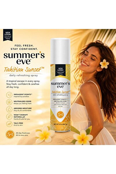 Summer's Eve بخاخ صيفي للمناطق الحميمية |   غروب الشمس التاهيتي 56 جرام