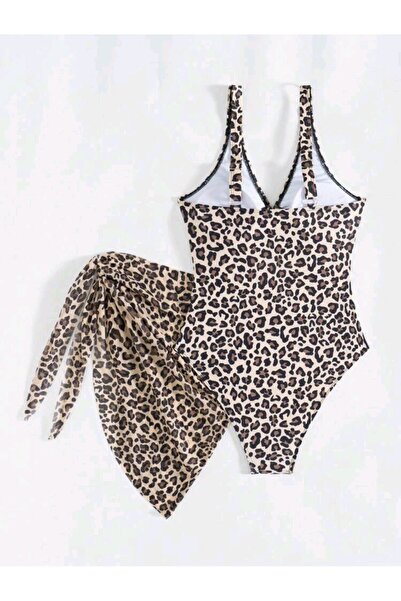 Paris Store Halka Detaylı Leopar Desenli Mayo