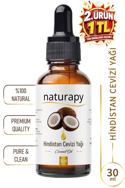 NATURAPY Hindistan Cevizi Yağı (Coconut Oil) Soğuk Sıkım Sabit Yağ 30 ml Daml...