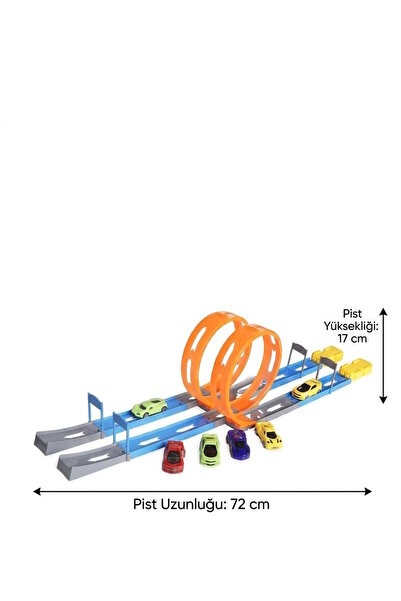Generic Brand 18-piece 4-car double lane launcher 70cm double toy drag race track set