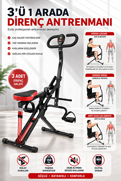 DEMPOWER Portatif Dijital Sayaçlı Stepper & Rowing (Kürek) Fitness Aleti