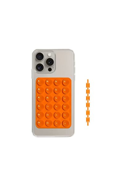 lemontti Suport duo din silicon cu ventuze pentru telefon, portocaliu