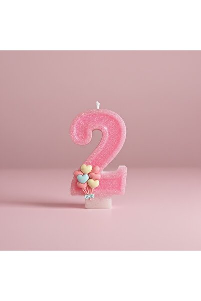 Miki & Miki Pembe Simli Pasta Mumu Doğum günü mum 2 yaş Balon Konsept
