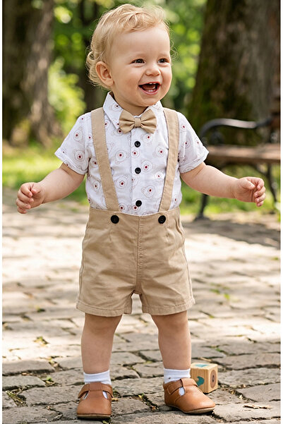 AYNUR BEBE Boy's Bow Tie Shirt Linen Salopet Holiday Suit