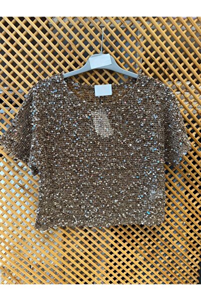 PD KIDS 2319 ÇOCUK PAYETLİ KISA KOLLU FİLE BLUZ