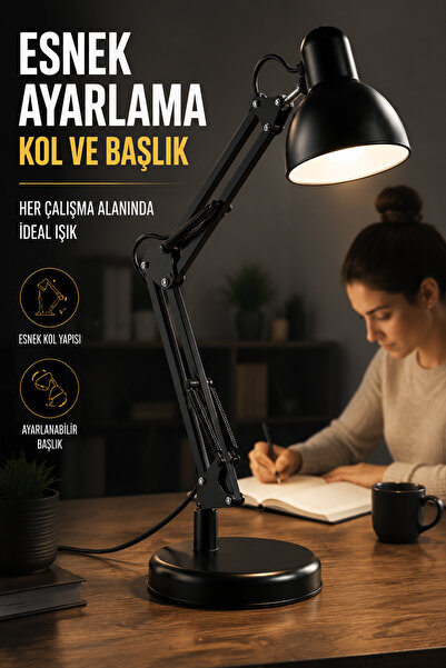 indirimsevinci Akrobat Masa Lambası Ayarlanabilir Kafa ve Kol Hareketli Çalışma Lambası