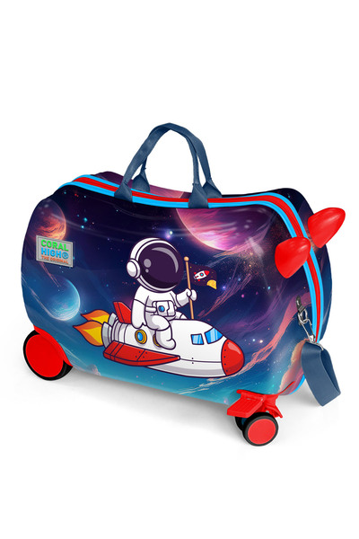 Coral High Kids Kırmızı Lacivert Astronot Desenli Otur-çek Binilebilir Çocuk ...