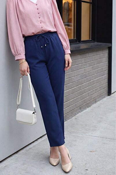 Modamorfo Waist Lace-Up Skinny Trousers -Petrol