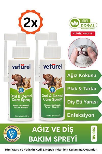 Veturel Kedi Ağız Kokusu Giderici Diş Eti Yarası Plak Tartar Önleyici Köpek A...