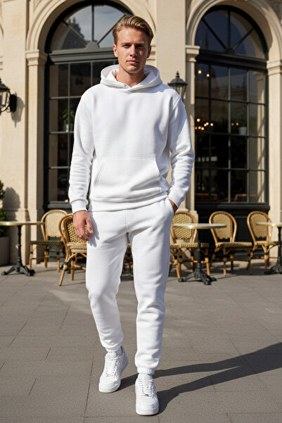 Runades Men's Oversized Sweatpants Set with Kangaroo Pockets and Elastic Cuff...