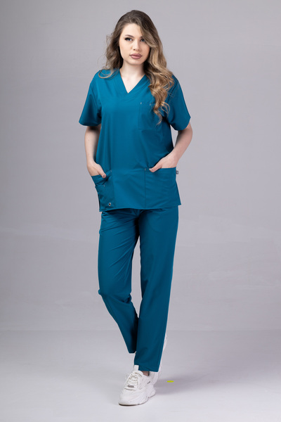 tag Costum medical pentru femei, bluză și pantaloni, STELLAR , Pacific, 100% ...