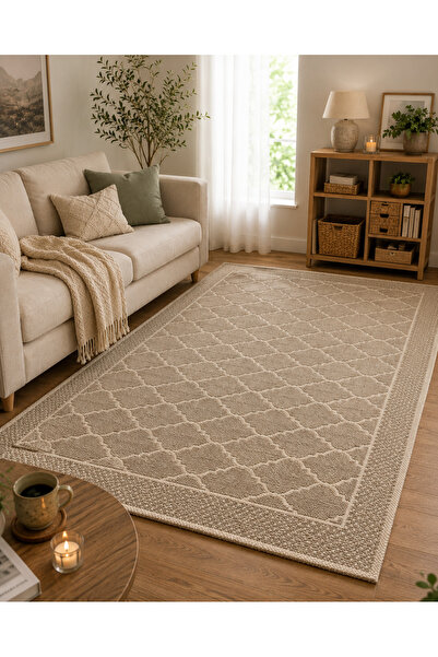 OEM Covor țesut din bumbac, dimensiune 120 x 180 cm, Cappuccino
