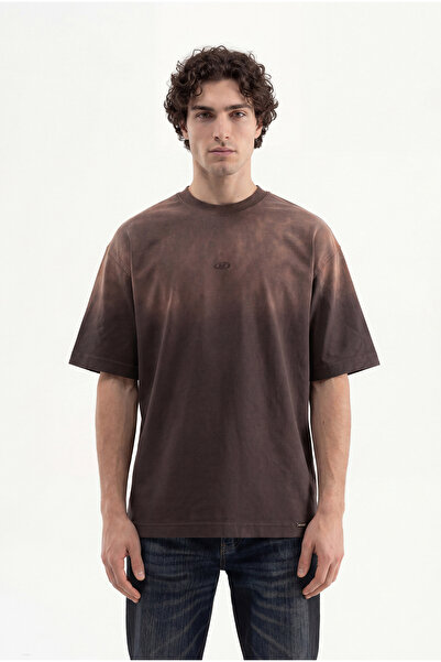 Machinist Men's Gradient Washed Oversize T-Shirt Dark Brown