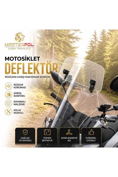 MASTERPOL Deflektör MODEL 2 Rüzgar Saptırıcı Siperlik Şeffaf Motor Camı Cam U...