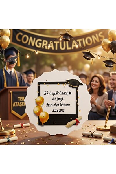 Hayaller Dükkanı 30 Adet Üniversite Veya Lise Temalı Ahşap Magnet Mezuniyet H...
