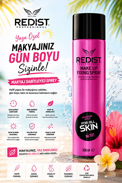 Redist Makyaj Sabitleyici Sprey – Gün Boyu Kalıcı Ve Taze Görünüm Için 300 ml...
