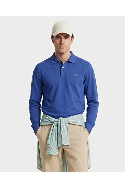 Gant Erkek Mavi Regular Fit Uzun Kollu Polo