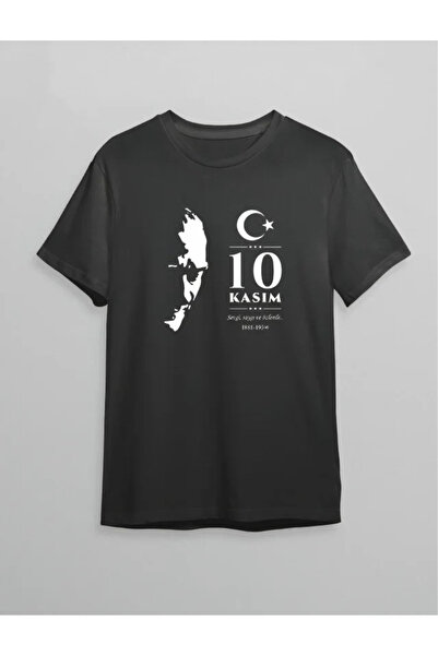 Generic Brand 10 November Ataturk Commemoration Day Ilüet Printed Oversize Cr...
