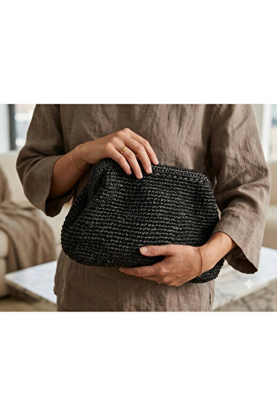 OTTO STORE Hasır El Örgüsü Büyük Boy Clutch Yazlık Çanta