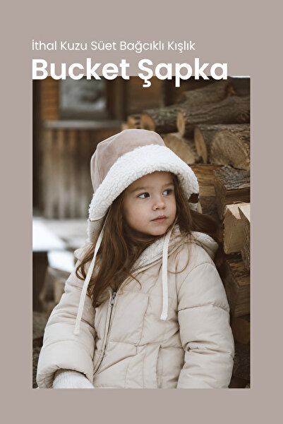 ilays beauty İthal Kuzu Süet Bağcıklı Kışlık Bucket Şapka