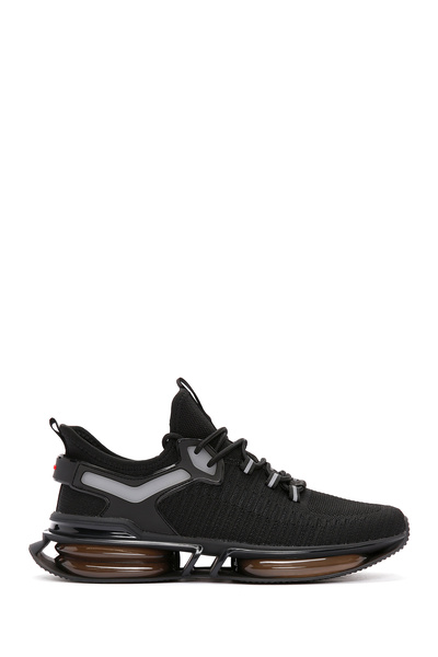 Derimod Zero Erkek Siyah Bağcıklı Kalın Tabanlı Kumaş Sneaker 26SFD69116F