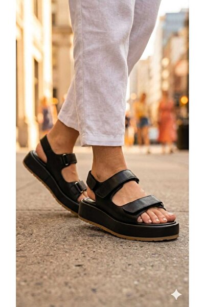 Oneka Shoes Women's Daily Sandals Black Napa 120606Sas1658