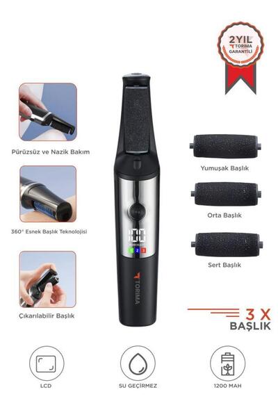 Torima Şarjlı LCD Ekranlı 3 Başlıklı Su Geçirmez Ayak Törpü Cihazı BCM-1140T ...