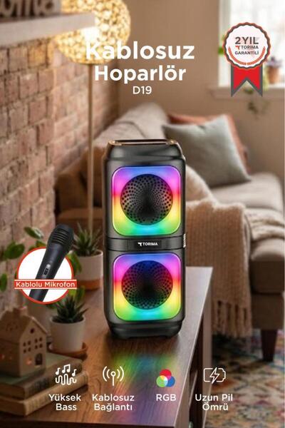 Torima Bluetooth Hoparlör Rgb Işıklı TWS Destekli Speaker D19 Siyah