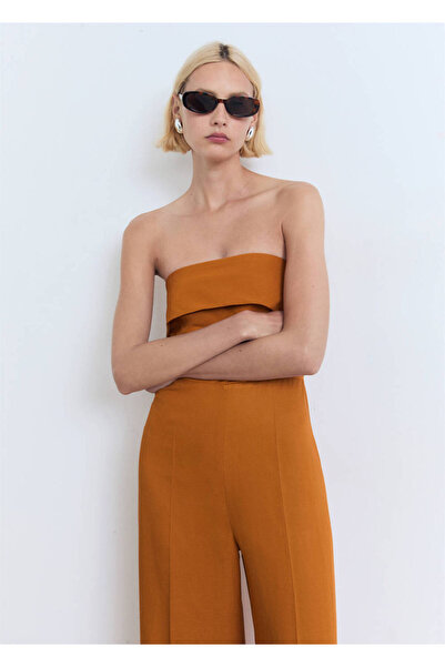 MANGO Woman Straplez uzun tulum