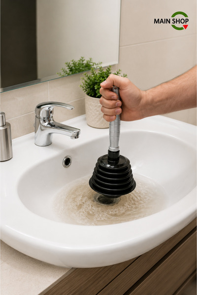 MAİN SHOP Küçük Körüklü Vantuz Pompa - Güçlü Vakumlu Tıkalı Lavabo, Mutfak Ev...