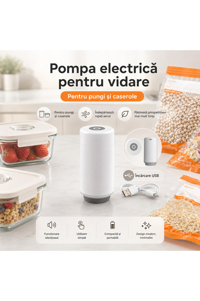 Onlinecom Storetail Offers Pompă Electrică de Vidare Alimente USB, Reîncărcab...
