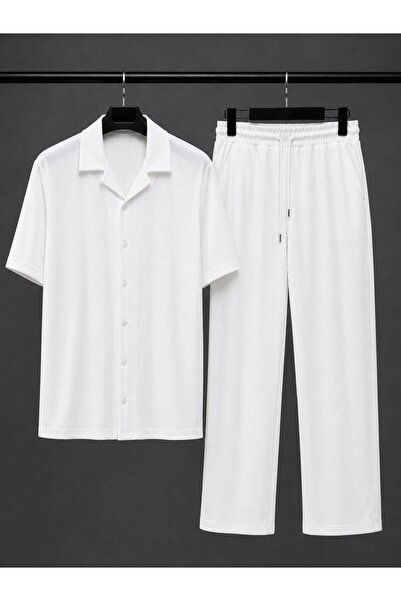 Yavili Special Design Men's Corduroy Ottoman Shirt and Trousers Set