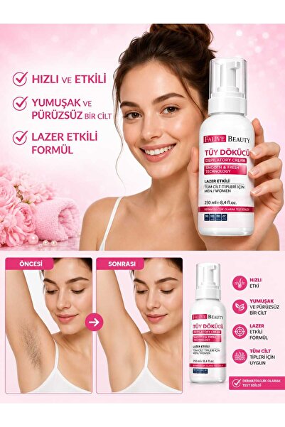 FALİVE BEAUTY Professional Bacak & Vücut Tüy Dökücü Krem Güzel Koku Tüm Cilt Tipleri İçin 250ml