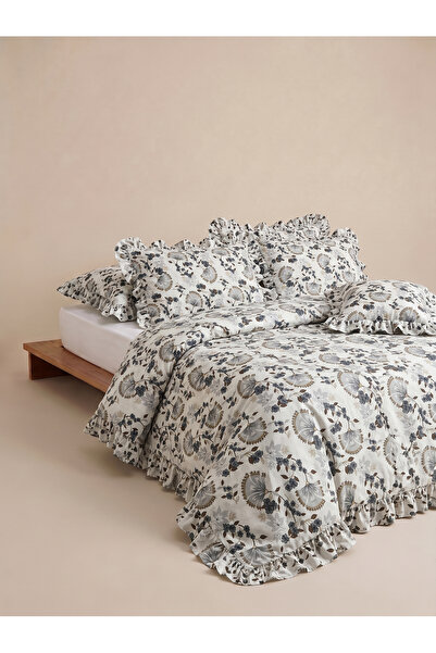 EVA Queen Patterned Ruffled Duvet Cover Set Single / Without Sheets