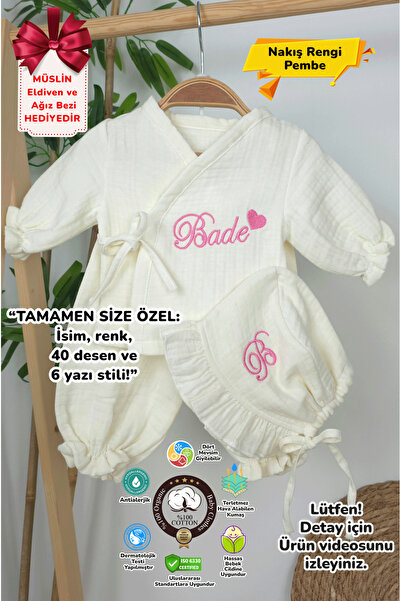 gros shop Yeni Doğan Müslin 3'li Kimono Bağcıklı Tulum %100 Pamuk Organik (Ki...