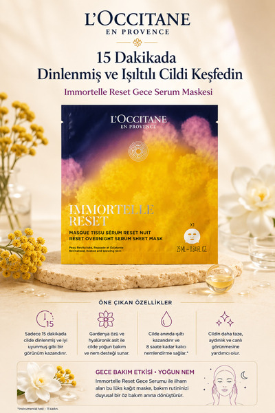 L'Occitane Immortelle Reset Yenileyici Gece Serum Maskesi, Ölmezotu Yağı İçer...